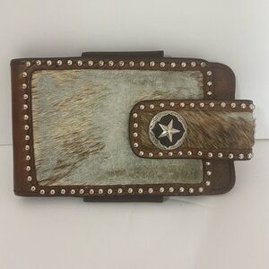 Cowhide Leather Lone Star Texas Phone Holder Belt Clip